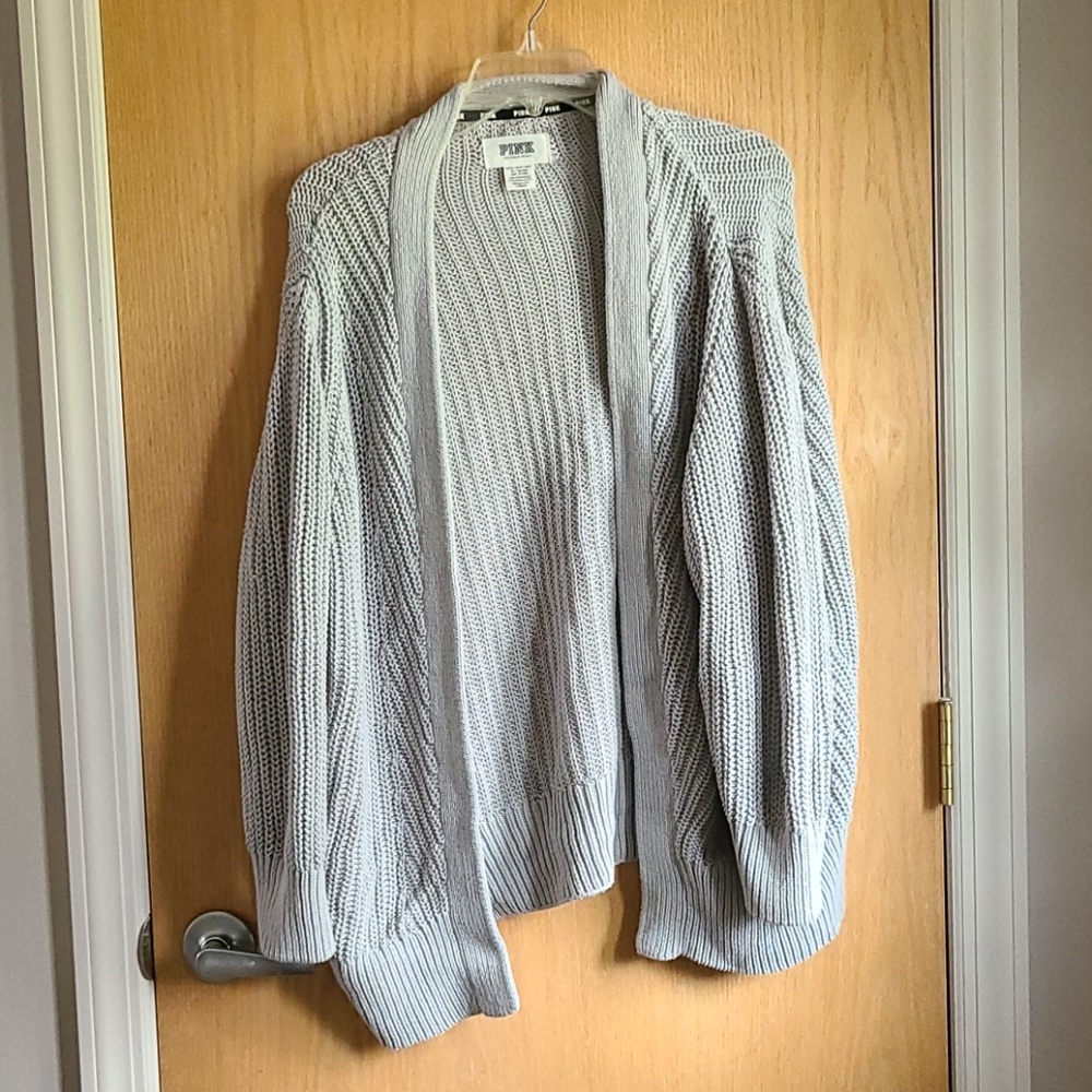 PINK VS gray cardigan